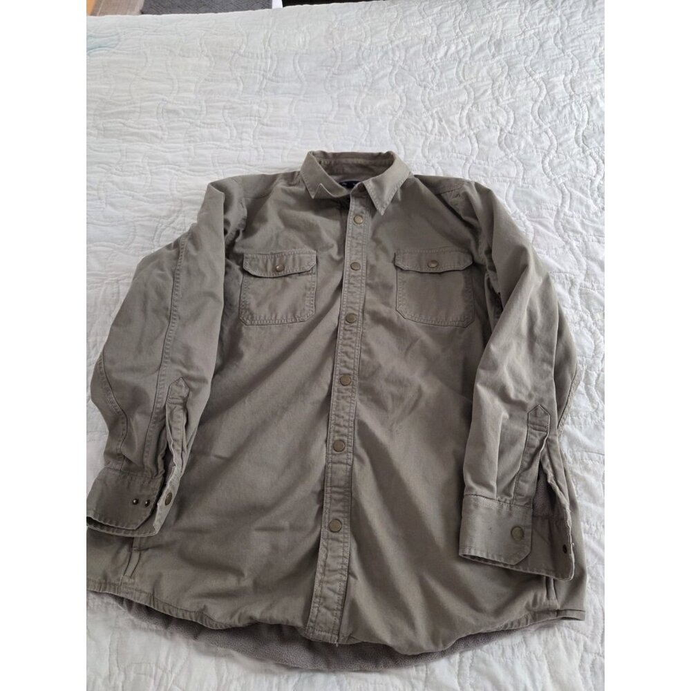 Croft & Barrow Jacket Men's XL Brown Shacket Fleece Lined Long Sleeve Snap